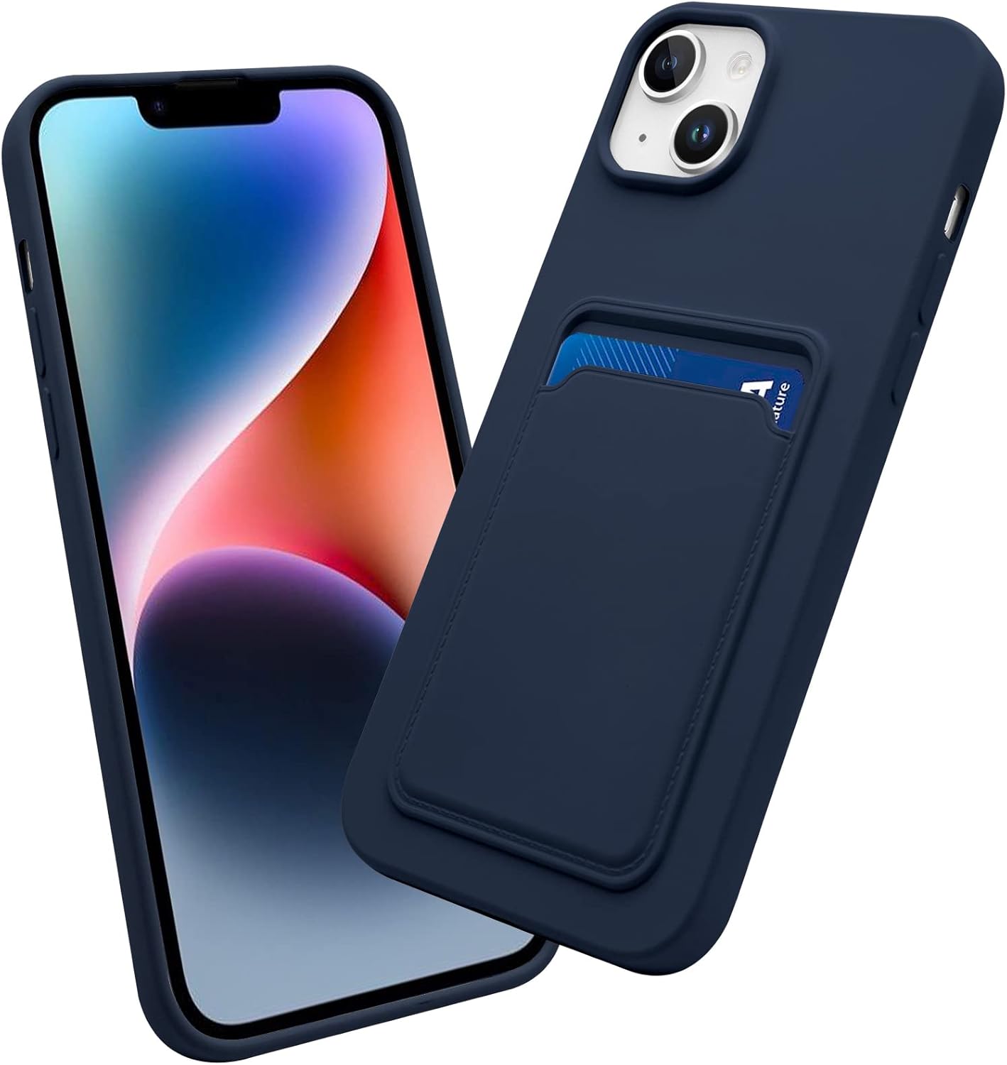 for iPhone 14 Plus Case with Card Holder Slim Fit Durable Protective Card Slot Phone Case Compatible with Apple iPhone 14 Plus 6.7" - Dark Blue