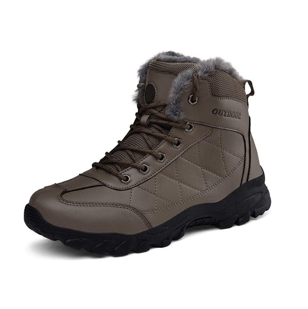 MNSSRN-MM Zapatos de algodón para exteriores de invierno, zapatos de senderismo antideslizantes resistentes al frío, zapatos deportivos para senderismo y ocio,Marrón,48