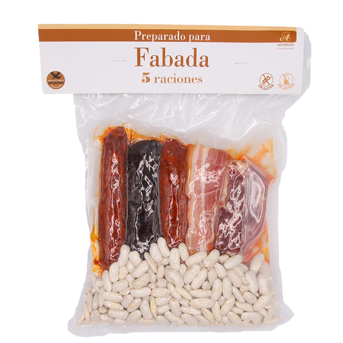 ARAMBURU Pack para Fabada Asturiana, Alubia Blanca y Compango, 5 Raciones, 1060 gr., Sin Gluten, Sin Lactosa