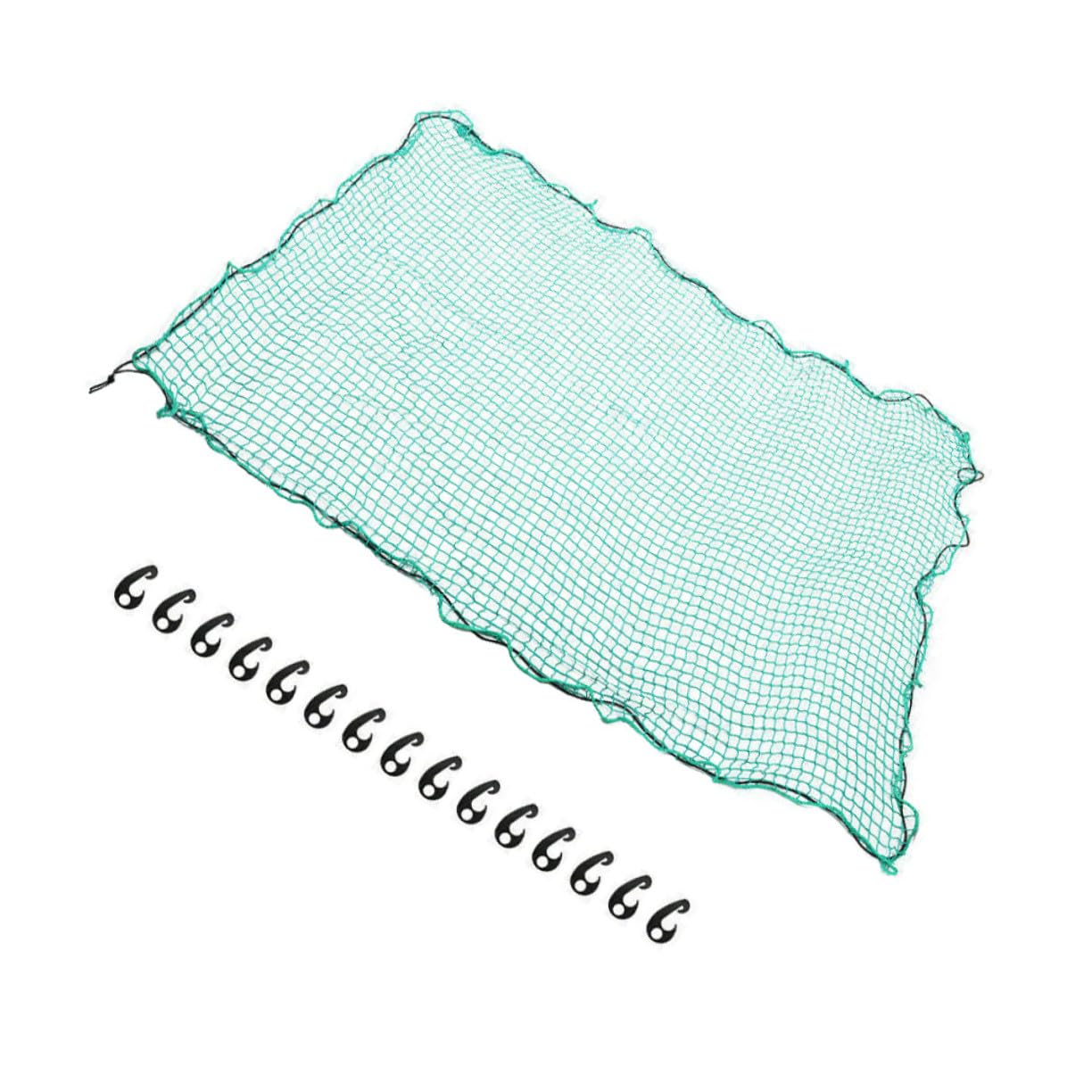 VOSAREA Rete di Carico per Camion Pickup in Nylon Verde con Elastici e 15 Ganci, Rete Resistente per Rimorchio e Copertura Estensibile, per Campeggio e Trasporto Merci