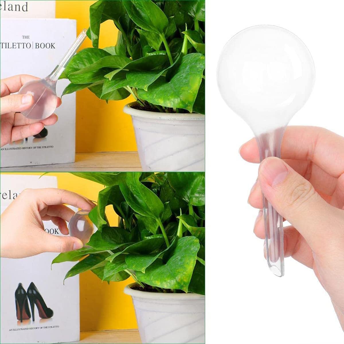 LIDSCURA 4 globi per irrigazione per piante, iridescenti e luminosi, in vetro trasparente, per piante da interni ed esterni, colore: arcobaleno
