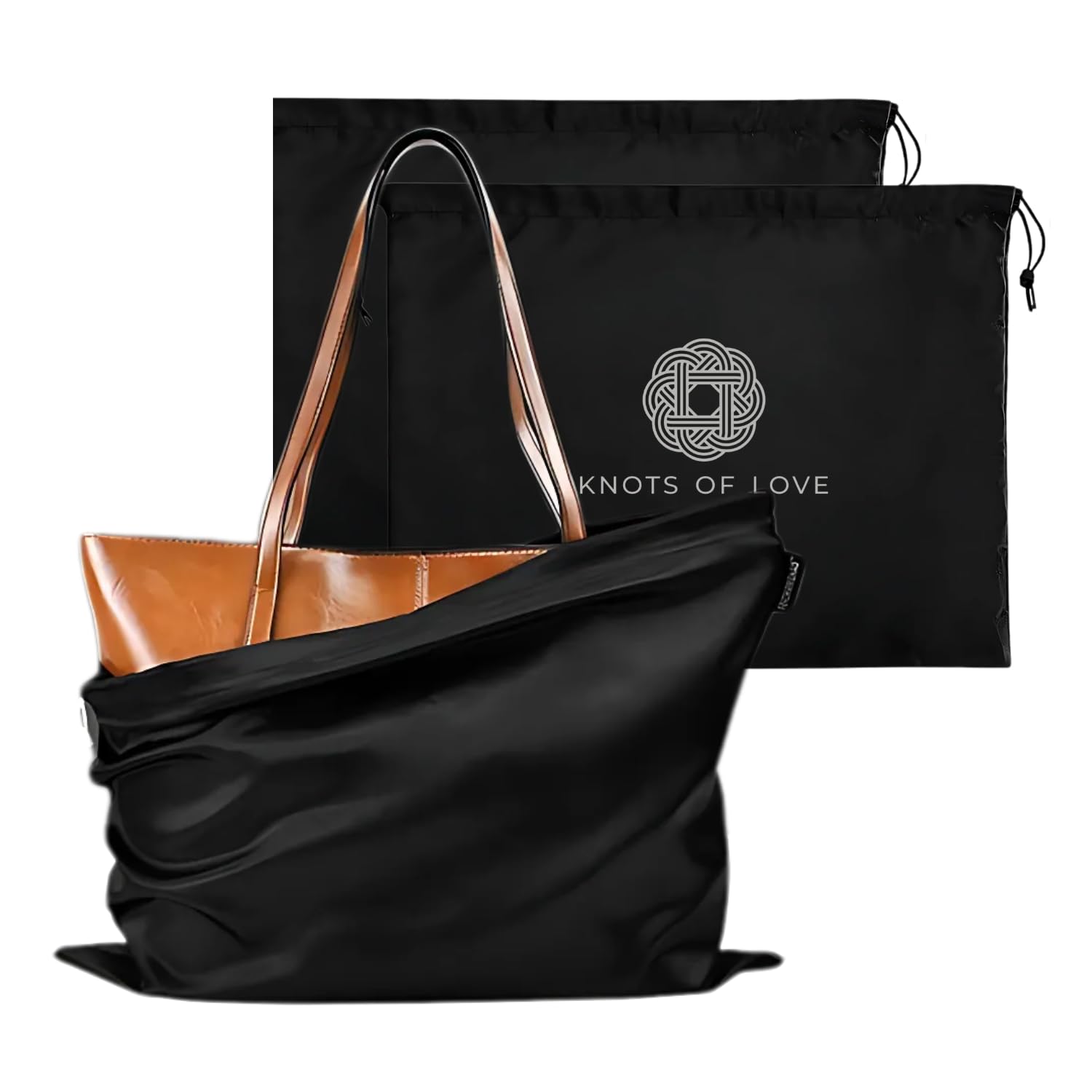 Silk Dust Bag for Handbag, Purses, Shoes, Boots - Silk Drawstring Dustproof Storage Pouch, Reusable and Travel Organizers (2, Black, 20in x 24in)-image-11