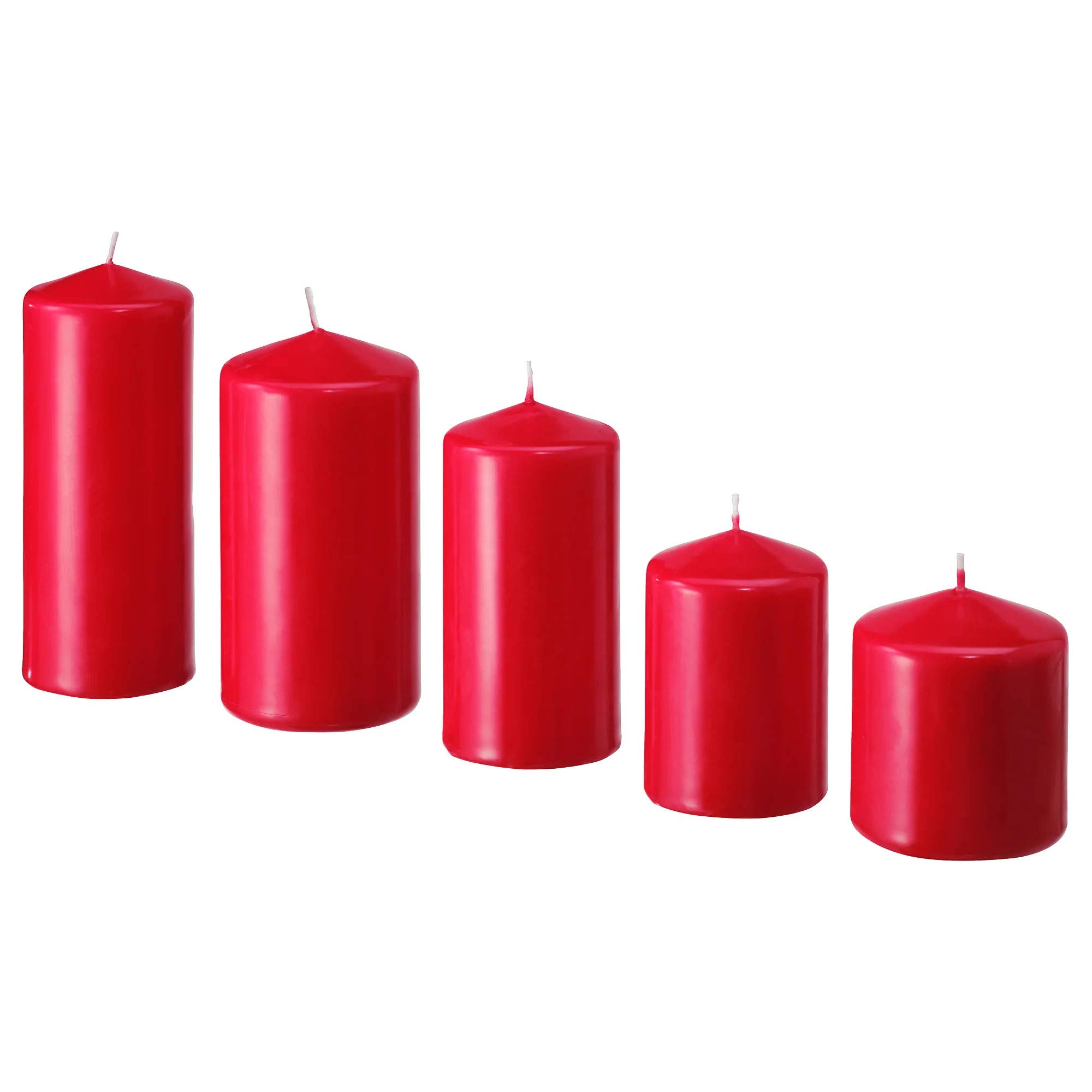 IkeaFenomen block candle set in red, fragrance-neutral, 5 pieces.