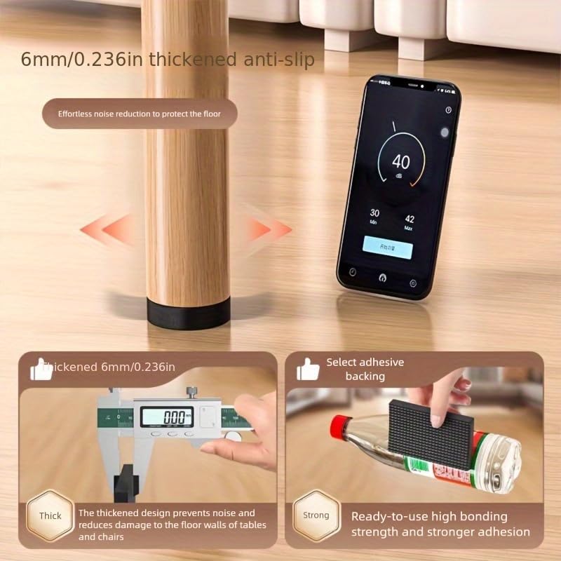 Croppable Anti-Slip Table Chair Foot Protector Pad - 1 Roll 2cm Width 2m Length - Thick Anti-Noise Wear-Resistant Mute Pad - Furniture Floor Protectors for Hardwood Tile Floors Home Office