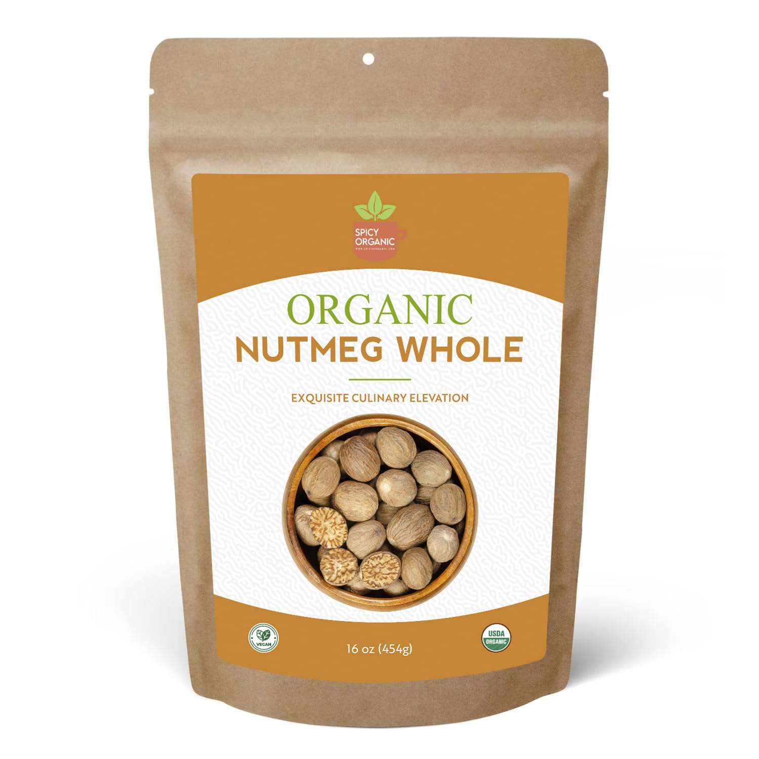 SPICY ORGANIC Ceylon Nutmeg Whole 16 oz (90100 nuts