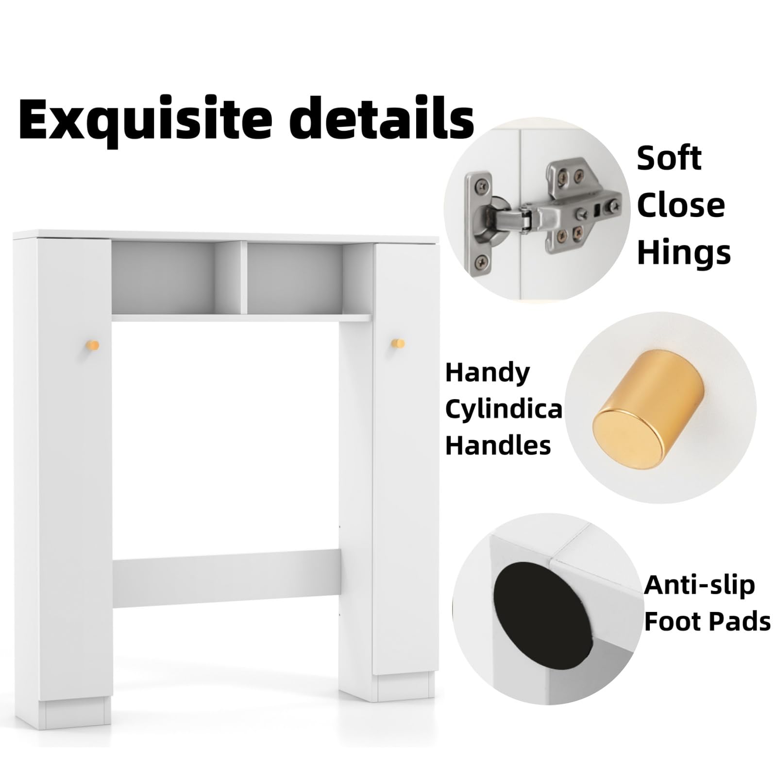 LIFEZEAL Mobile Bagno Sopra WC, Scaffale sopra Toilette con 2 Aante e Scomparti Aperti, Mobiletto per Lavatrice da Terra, 87,5 x 18 x 98 cm, Stabile e Antidumping Moderno (bianco)