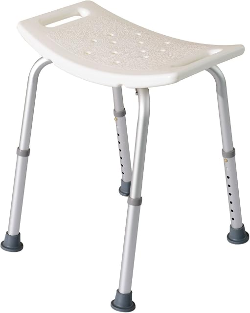 HOMCOM Portable Non-Slip Adjustable Shower and Bath Stool Bench Aluminum Frame