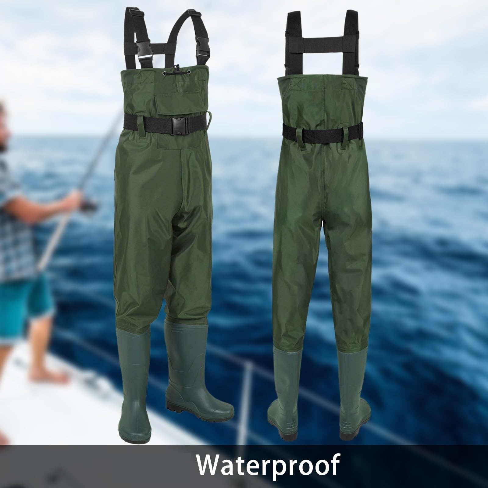 Botas de Pesca hasta el Pecho for Exteriores, Medias Transpirables, Monos Ligeros, Pantalones de Caza Impermeables con Botas para Vadeo, Pesca(46)