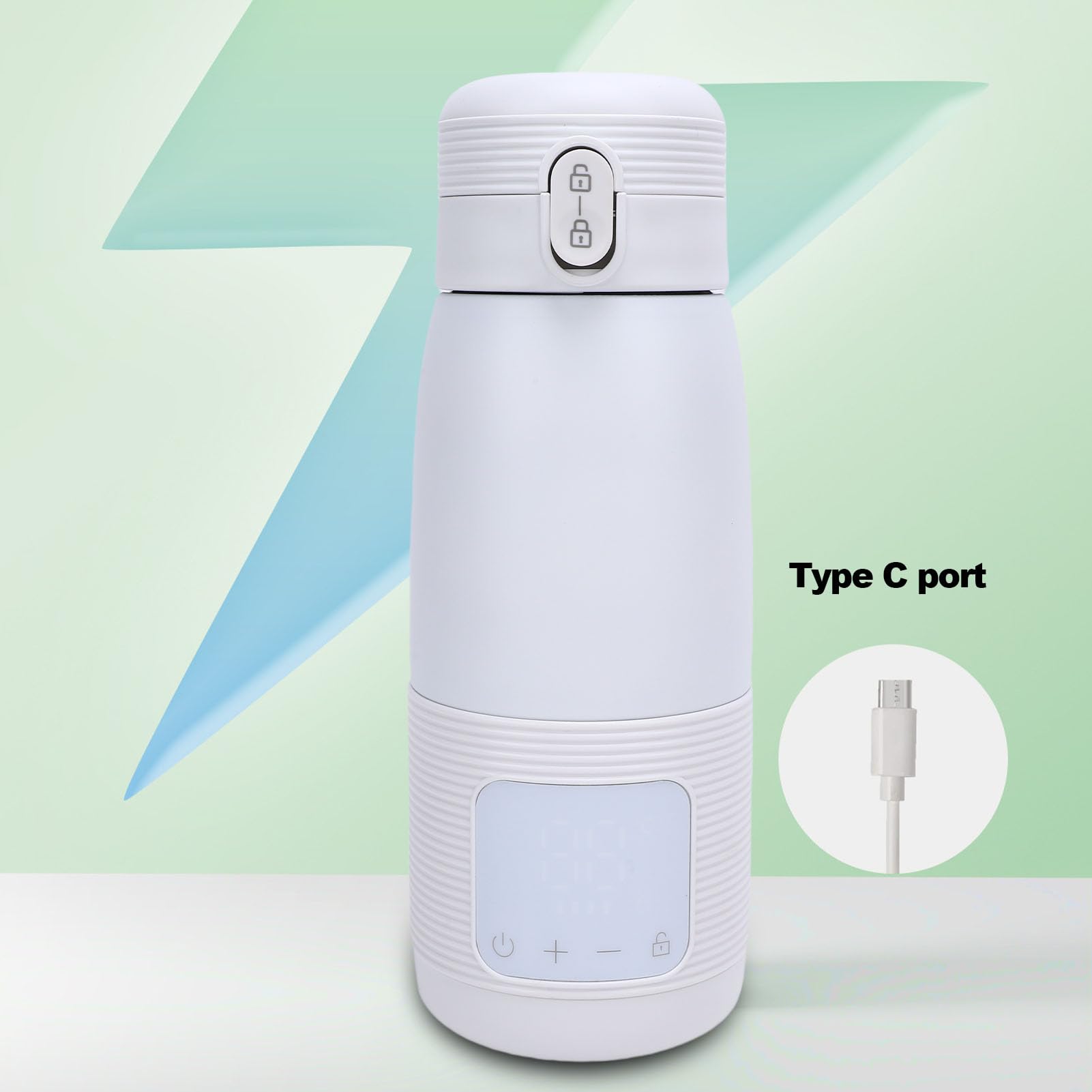 RiToEasysports Calentador de Biberones Portátil, Calentador de Biberones de Viaje Inalámbrico, Control de Temperatura de 37 ℃ a 55 ℃ con Batería Recargable para Picnics de Camping, (350 ml, 4400 mAh)