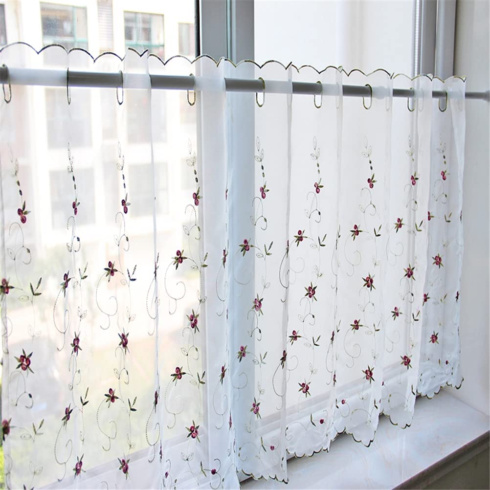 Cantonnière de cuisine avec broderie vigne en dentelle fine pour filtrage de la lumière