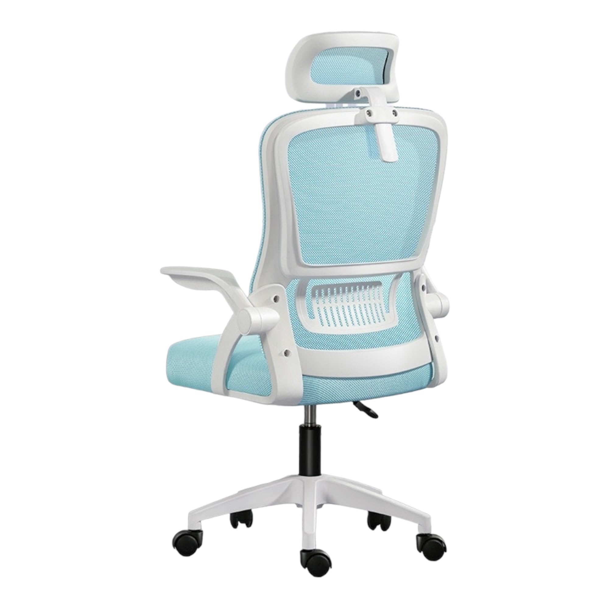 Silla de Oficina, para Gaming, Escritorio Ergonómica con Reposacabezas, Ajustable y con Soporte Lumbar | Respaldo de Malla Transpirable | Reposabrazos Abatibles de 90° | Giratoria 360° (Azul)