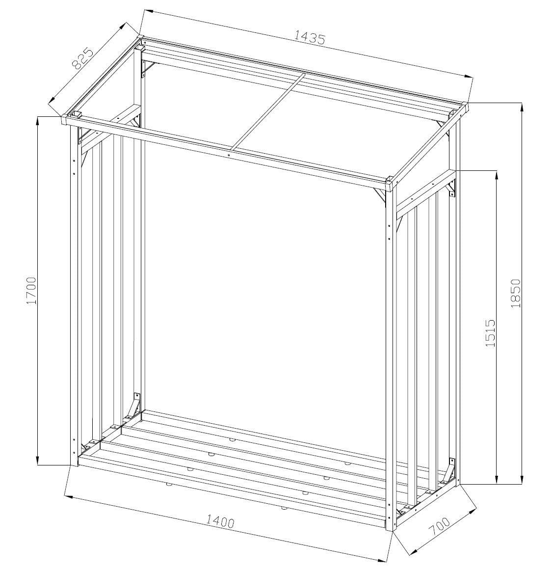 QUICK STAR Étagère à bûches en métal Anthracite 143 x 70 x 185 cm Abri à bûches 1,8 m³/2,5 SRM Support pour bûches de cheminée