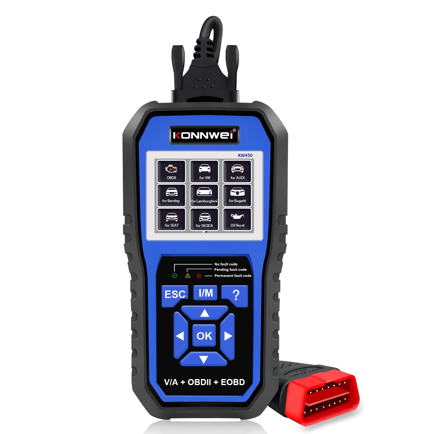 KONNWEI KW450 OBD2 Diagnosis Coche, OBD Scanner, Máquina Diagnostico para Coche Multimarca, Lectura de códigos de Error del Motor,8 Características Especiales Herramienta de diagnóstico OBDII para ve