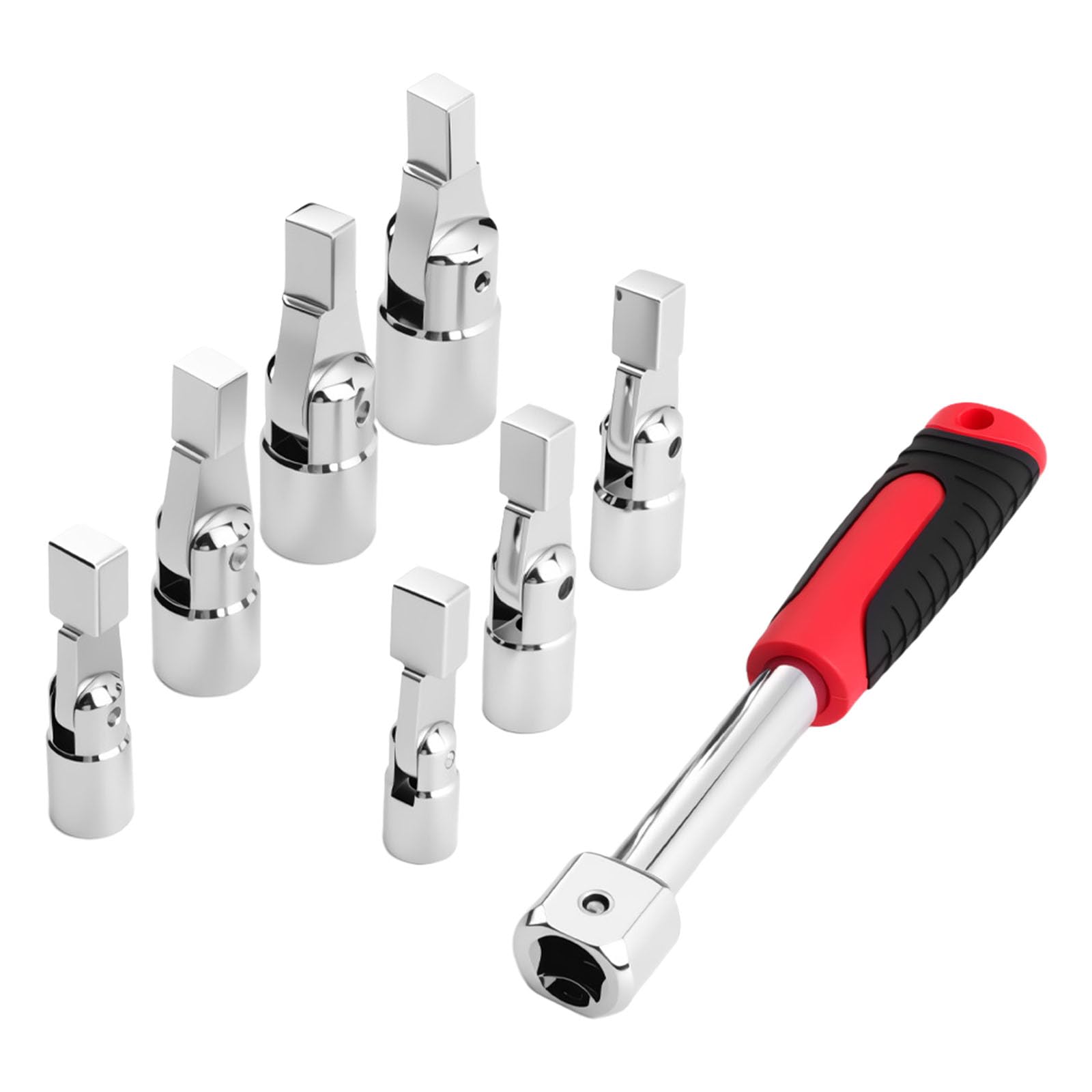 Zepfjhe Professional Grade Alloy Steel Socket Wrench Set 8Pcs Fast Change Heads Mechanics Projects Adjustable Socket Wrench