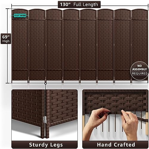 Sorbus 8 Panel Room Divider 6 ft. Tall - Privacy Screen, Extra Wide Double Hinged Panels, Mesh Hand-Woven Design, Partition Room Dividers and Folding Privacy Screens, Wall Divider for Room Separation