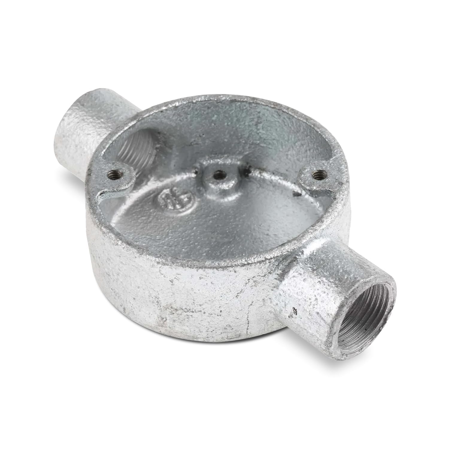Pack of 10 20mm Galvanized Circular Conduit Box 2 Way Intersection Terminal Circular Box Galvanized Metal with Female Thread for Electrical Wiring, Ideal for Conduit Fittings.