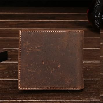 1pcs Handmade Mens Wallet Short Zipper Coin Purse Retro Wallet Multi-Card Wallet Color E, Size 10 * 11 * 2cm