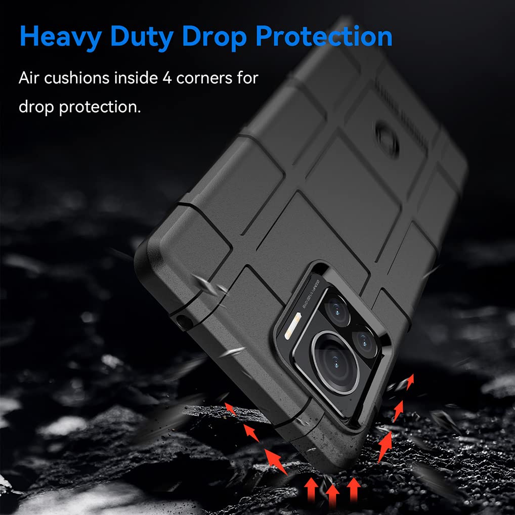 SEAHAI Cover per Motorola Edge 30 Fusion, Militare Custodia Protettiva con Tutto Il Corpo, Case Cover Antiurto Anti-Caduta con Fodera in Microfibra - Nero