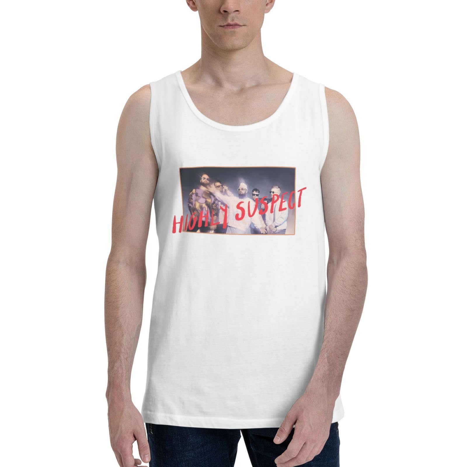 Highly Hip Hop Suspect Men's Muscle Vests T Shirts Classic Cycling Sleeveless T Shirt White Large