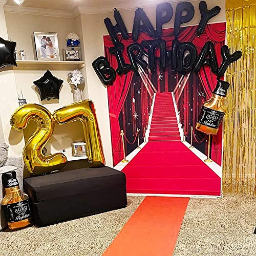 Birthday Banner (3D Black) Mylar Foil Happy Birthday Balloons, 23Pcs Birthday Party Decorations With 5Pcs Extra Shining Star，Balloons For Kids Boys Men Adults Ecofriendly Party Supplies，Us7Bk #TOP6