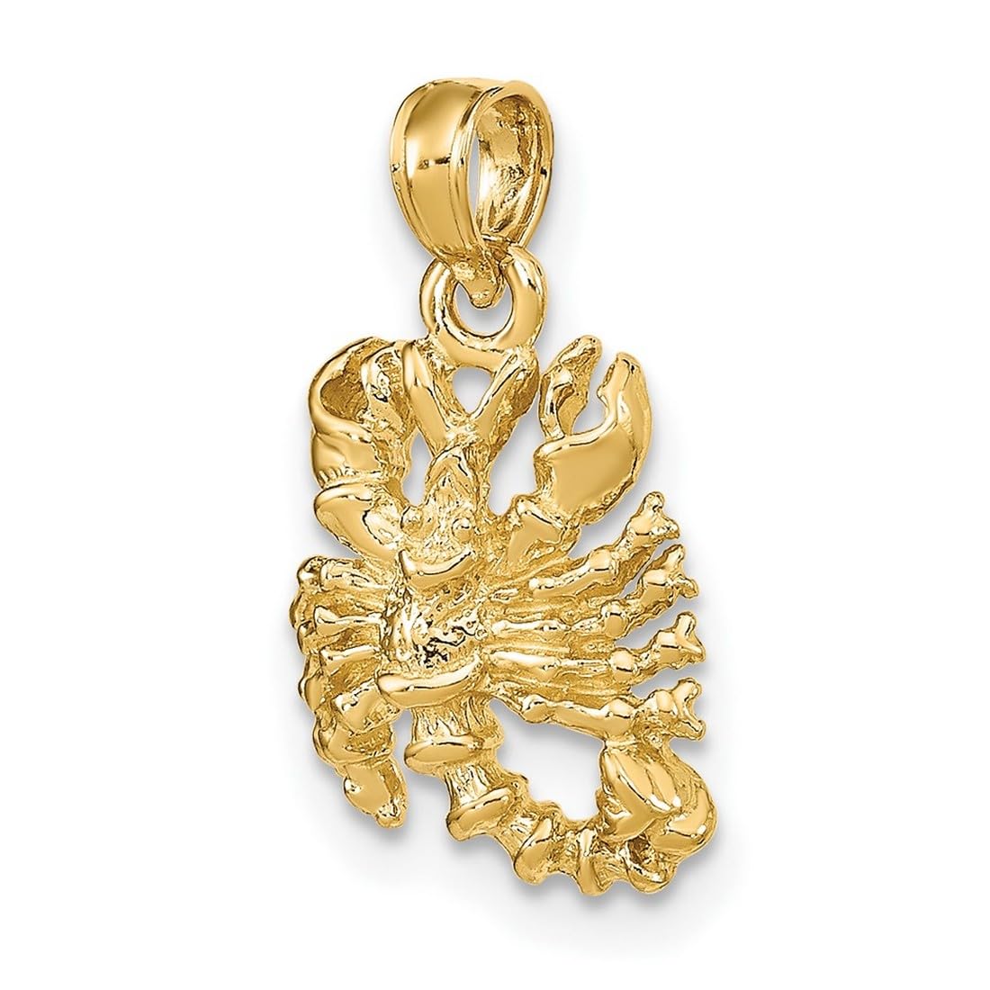 Halskette mit Sternzeichen-Anhänger aus 14 Karat Gelbgold, massiv, poliert, 3D-Skorpion-Anhänger, Maße: 19 x 11 mm, Schmuck für Damen, One Size, Metall Gelbgold Goldfarben Aus Metall Gelbgold, Kein