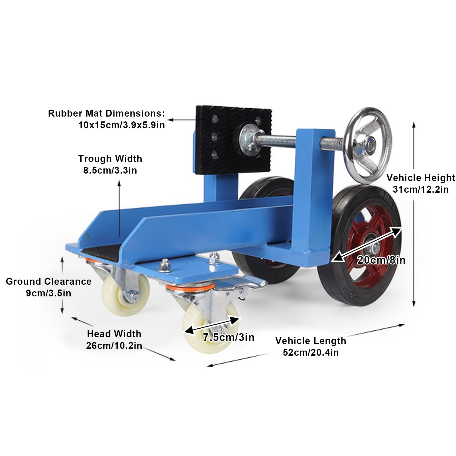 Carrelli resistenti per lastre di pietra, capacità 499 kg, ruote in gomma solida da 20,3 cm, morsetto regolabile per granito, vetro, materasso, pannelli in legno
