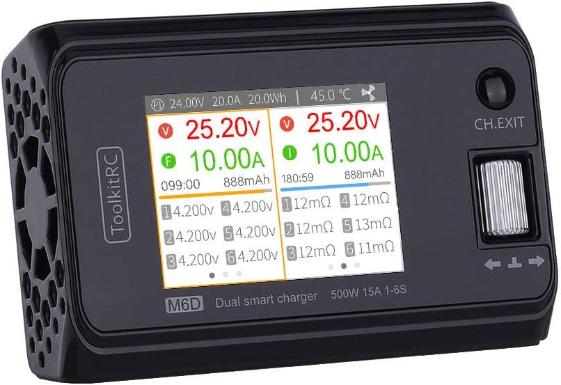 New ToolkitRC M6D 15A x 2 DC Dual-Channel Output Charger Discharger Battery Balance for 1-6S Lipo Battery FPV Model Parts