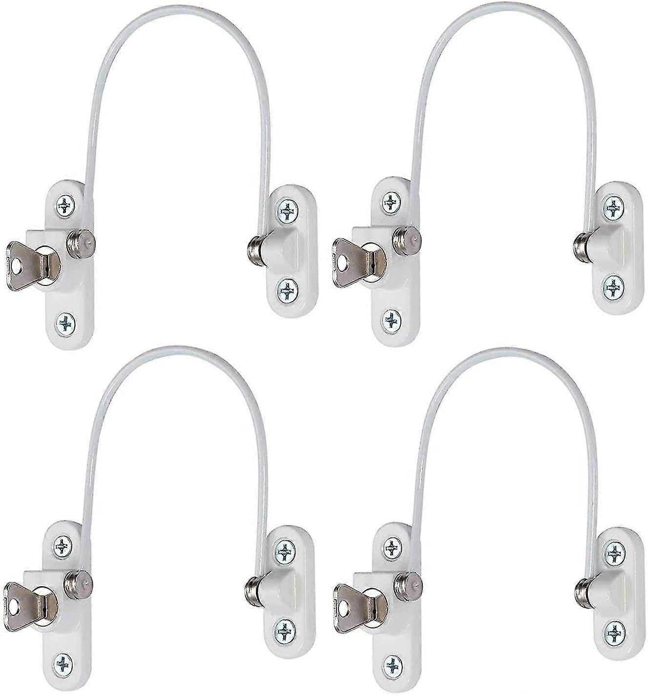 Joyhappst Image Color 4 Pcs White Security Window Lock, Window Security Door Lock With Key
