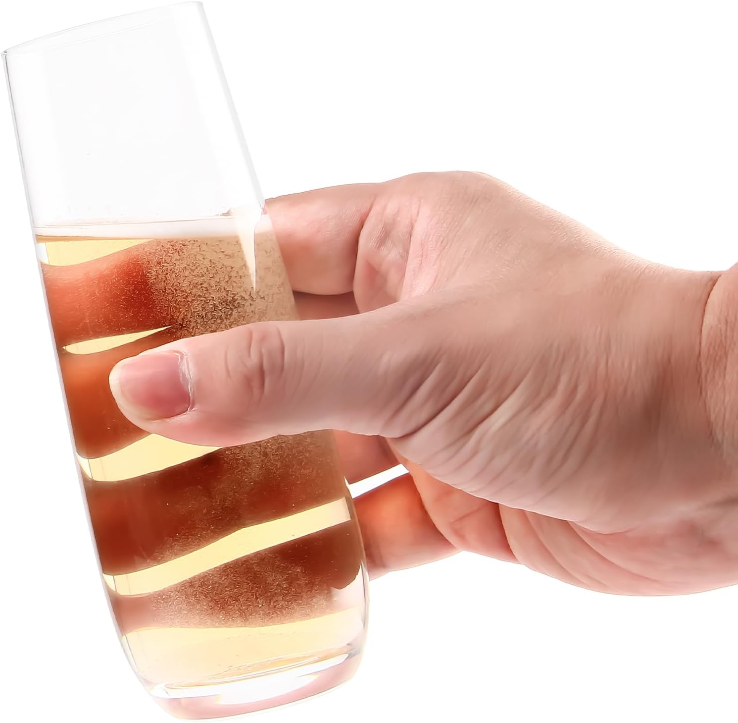 YANGNAY Stemless Champagne Flutes Set of 12, 8 oz - Clear Glass Toasting Glasses for Mimosa - Elegant Beverage Glassware - Image 4