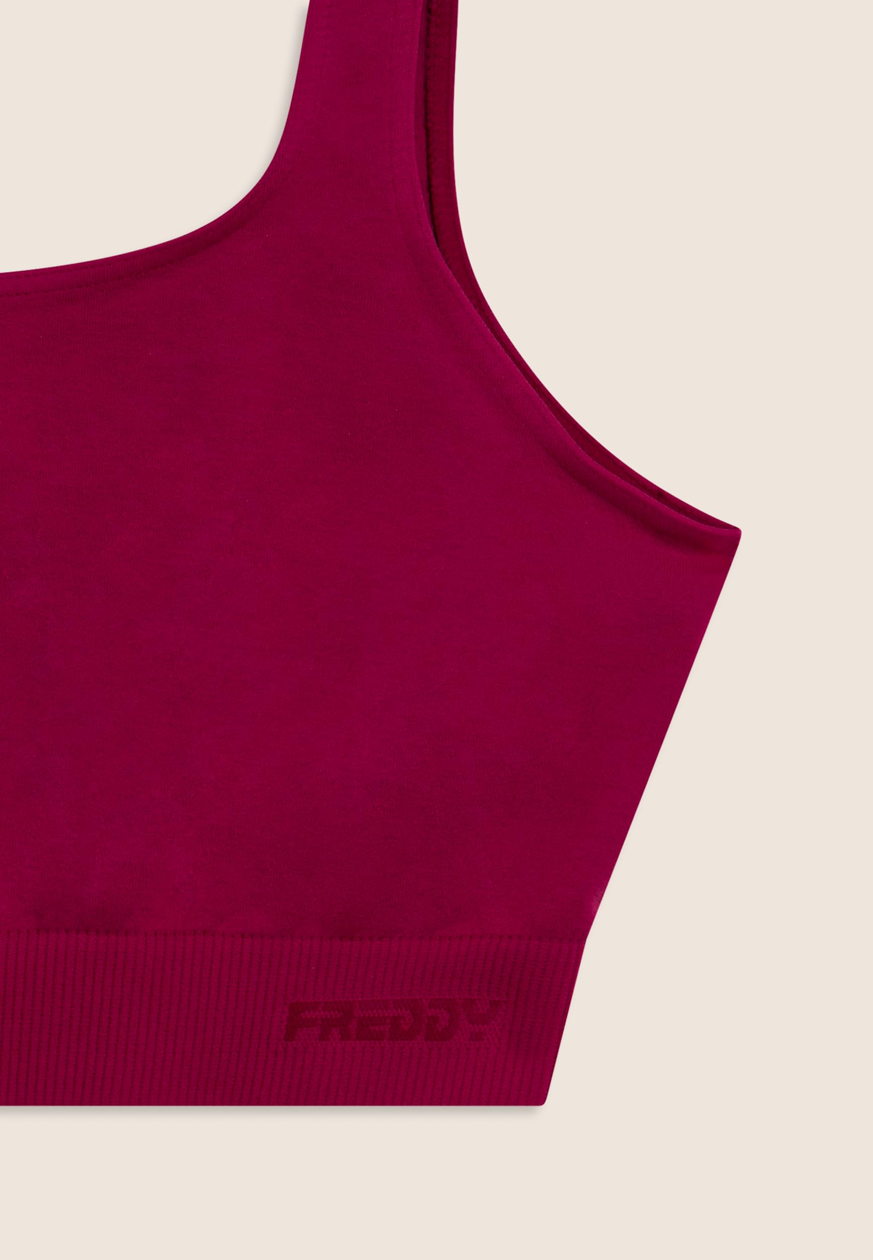 FREDDY - Top Sportivo Seamless con Fascia Sottoseno in Costina, 92% Poliammide 8% Elastan