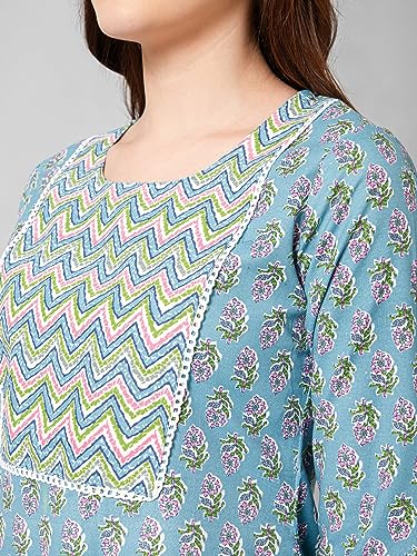 Image of Bee M Pee Designer Women's Cotton Floral Straight Kurta Set with Pant