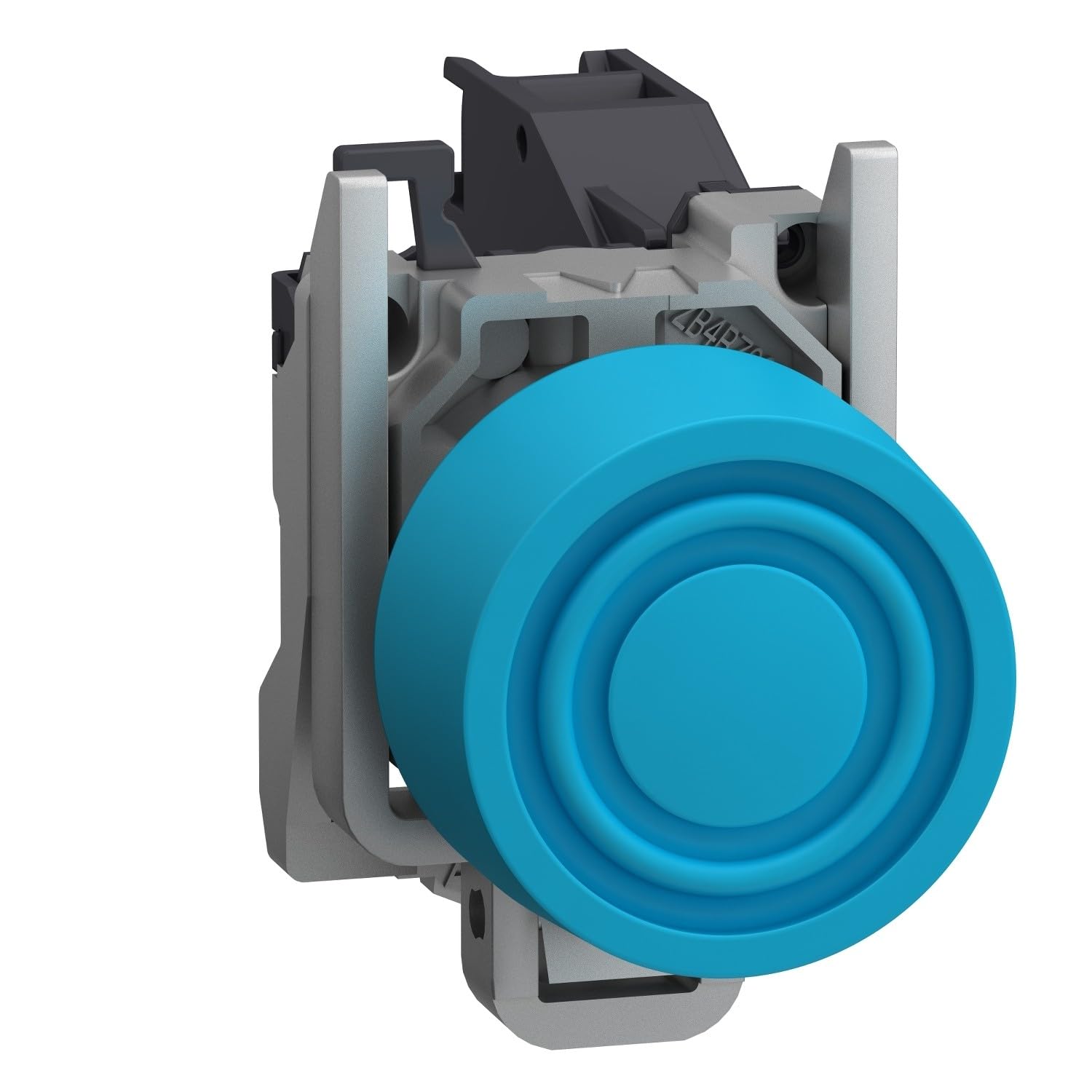 Bouton poussoir rasant bleu avec capuchon 1NO pour panneau