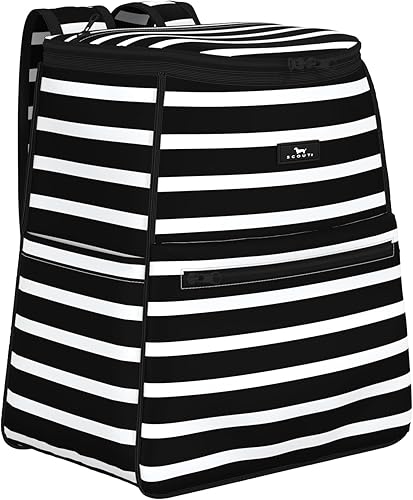 SCOUT Back In Action Mochila hielera 15 latas, bolsa térmica aislada con tapa ancha con cremallera con bisagras, bolsa para biberón, dos bolsillos