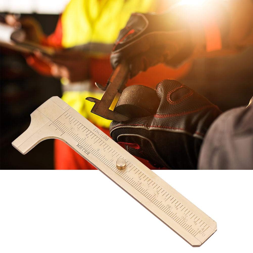 Measure Copper Ruler Mitutoyo Caliper Mini Brass Pocket Caliper Dual Scale Slide Gauge ...