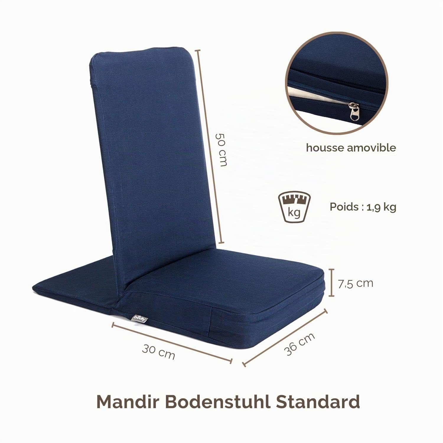 Bodhi Chaise de méditation Mandir, siège de Sol Standard ou XL pour la médiation