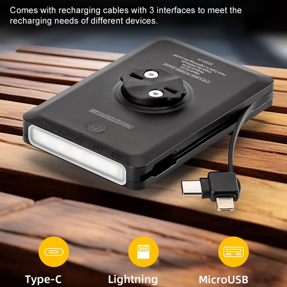Batterie Externe multifonctionnelle pour éclairage de vélo, Grande capacité, avec câble de Recharge, Accessoire de Cyclisme Portable en Plein air, Chargeur de lumière de vélo