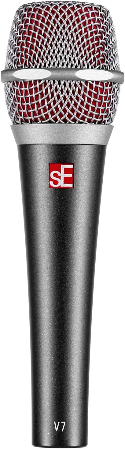 sE Electronics V7 Micrófono vocal dinámico supercardioide de mano, paquete con filtro pop y cable XLR