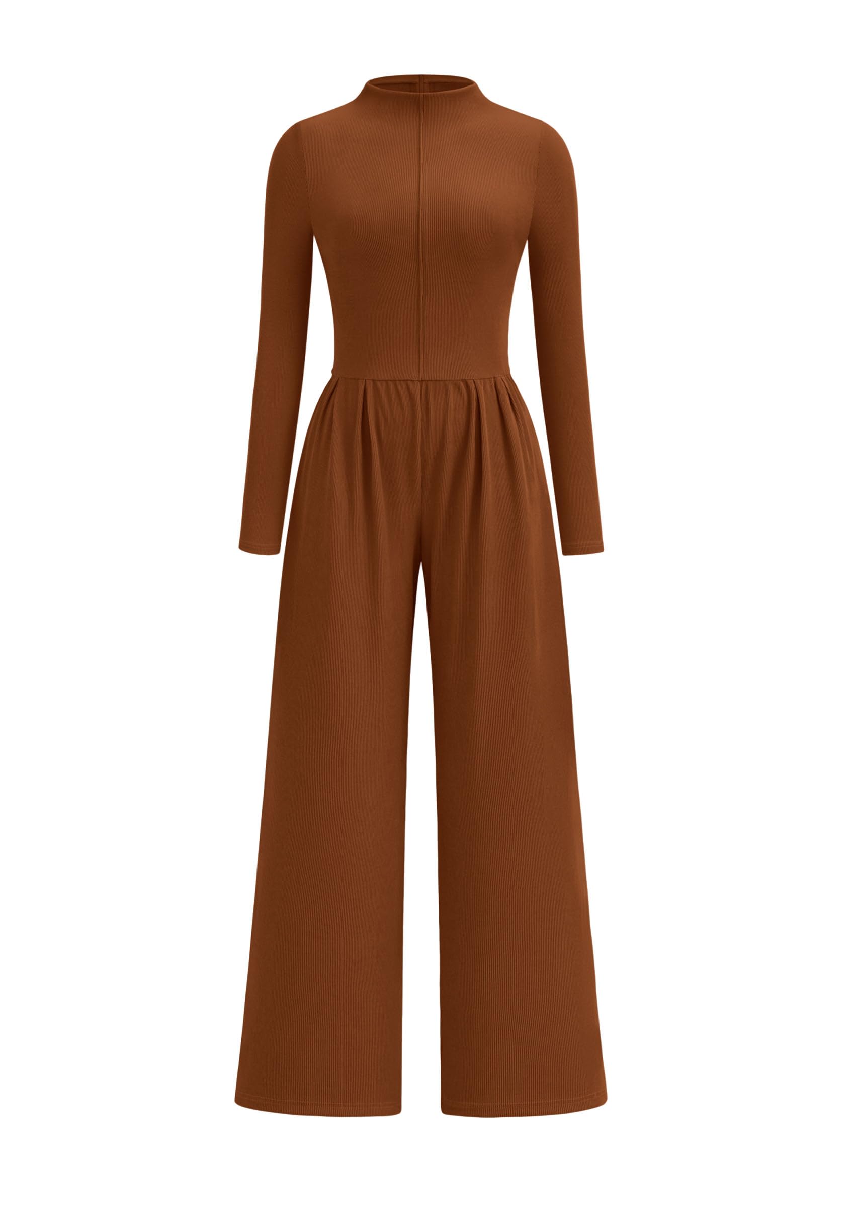 prettygarden Long Sleeve Jumpsuit for Women 2026 Fall Date Night Rompers Dressy Casual One Piece Mock Neck Jumpsuits Pockets-picture-28