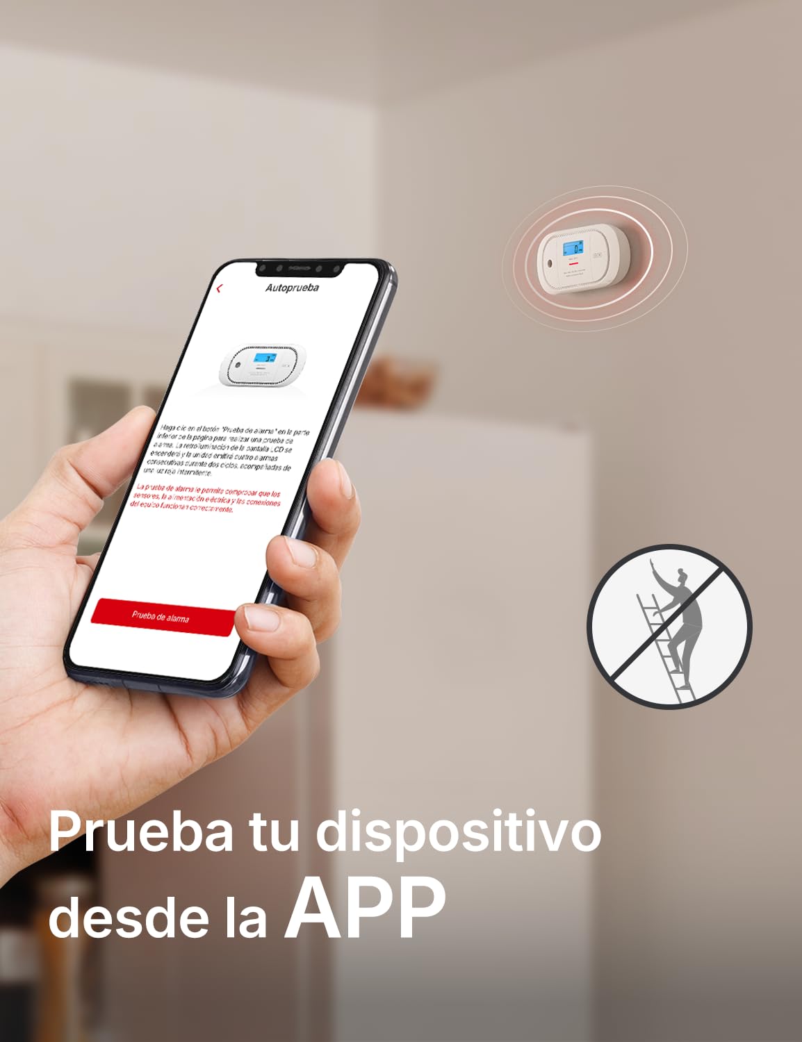 X-Sense El detector de monóxido de carbono funciona con la estación base SBS50, dispone de una pantalla LCD digital, una batería reemplazable, detector de CO con memoria de valor máximo, paquete de 1,