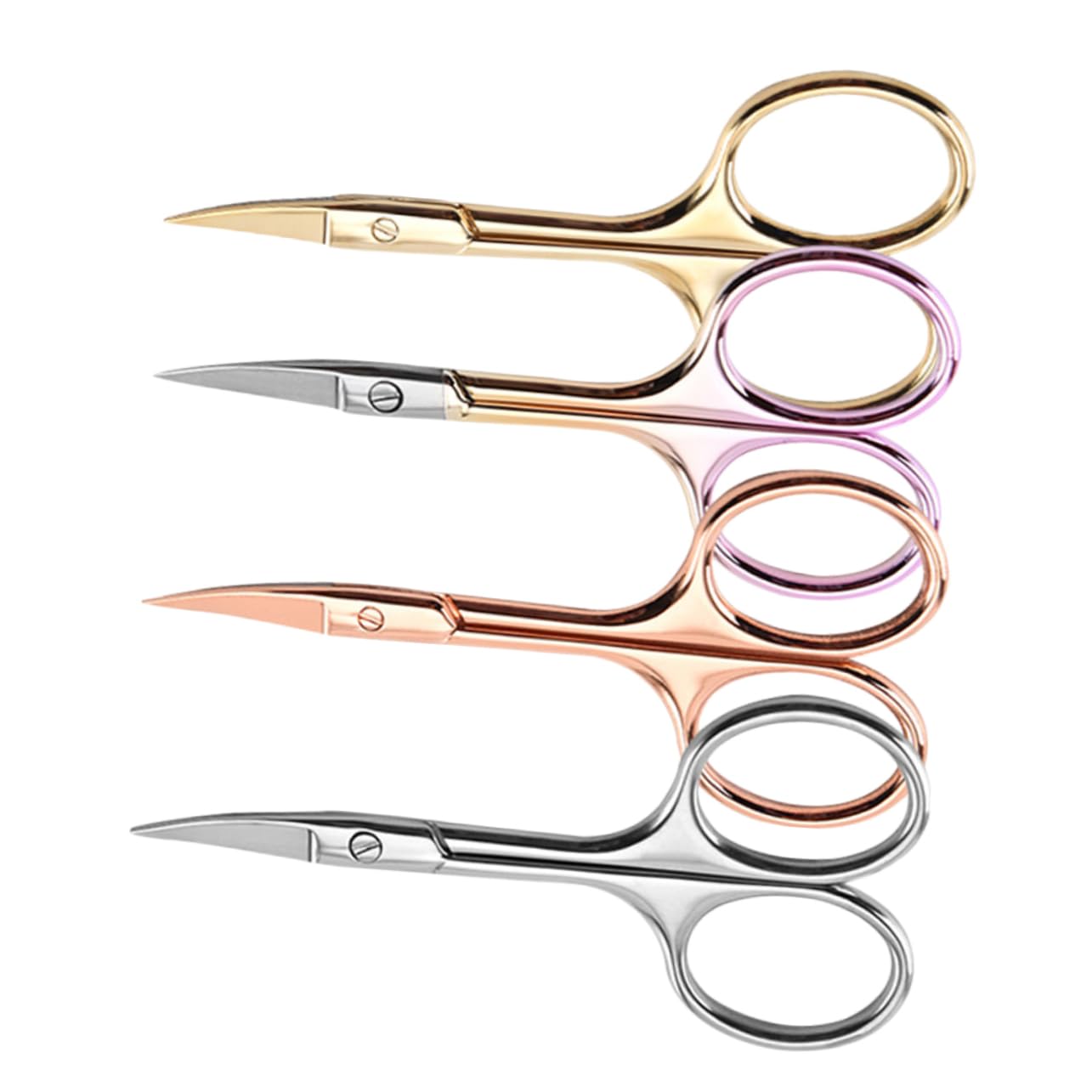 FRCOLOR 8 tijeras para barba, tijeras faciales, de aseo, cortapelos de nariz, de belleza, para cejas, para el vello de la nariz, pequeñas de acero inoxidable
