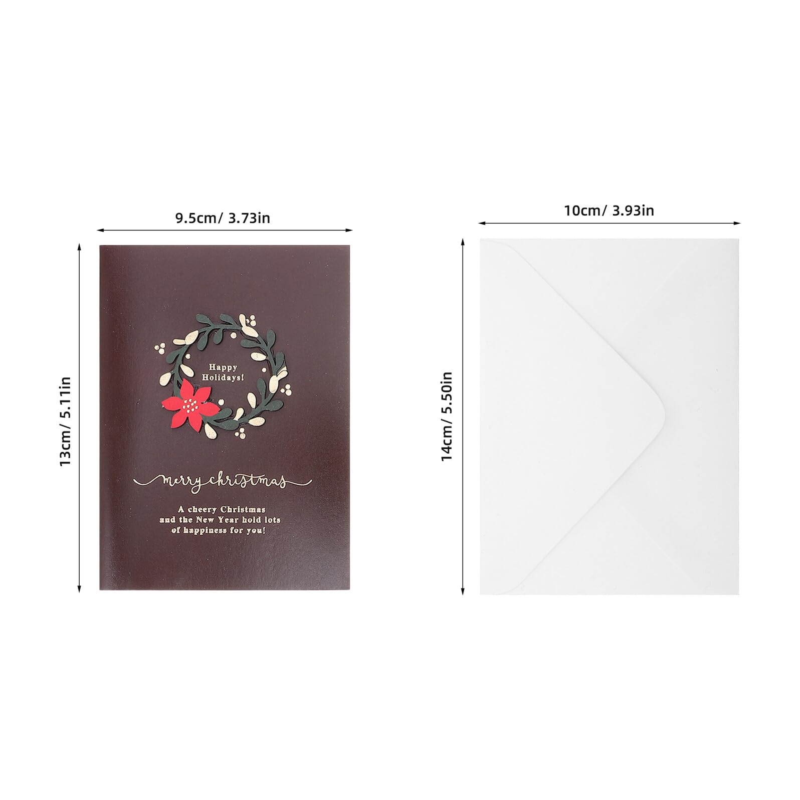 SEWACC 20 Cartes de Vœux de Noël Vintage avec Enveloppes Papier Vierge Intérieur Design Couronne Festive Format Standard Cartes Festives pour Messages Personnalisés et Occasions de