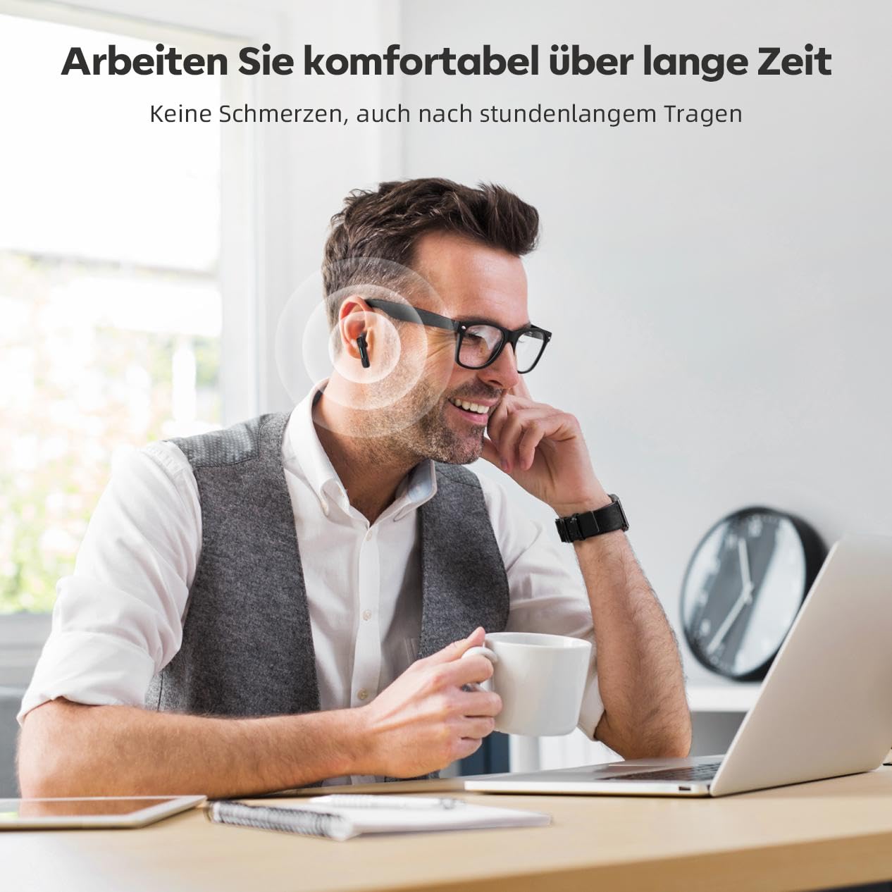 Middle Rabbit SW4 USB C Kabellose Kopfhörer für PC, Handy, Laptop, Bluetooth Wireless In Ear Headset mit 2,4GHz Dongle für Arbeit, Headphones mit Mikrofon für Büro, Earbuds für Computer Desktop