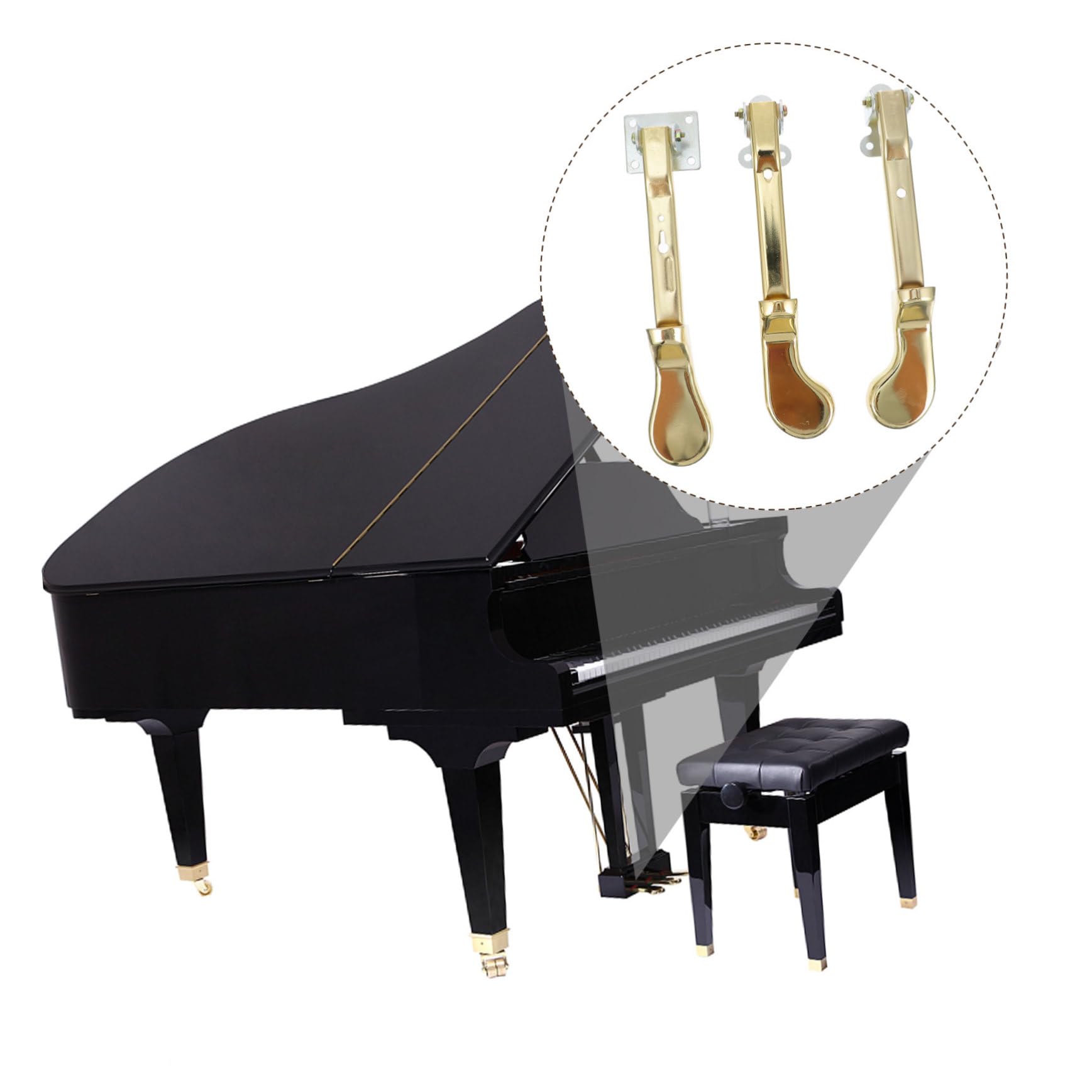 Pedali Accessori Metallo Verticale in Dorato per 3 e Pianoforte Antiruggine Pezzi Professionali Uso Domestico