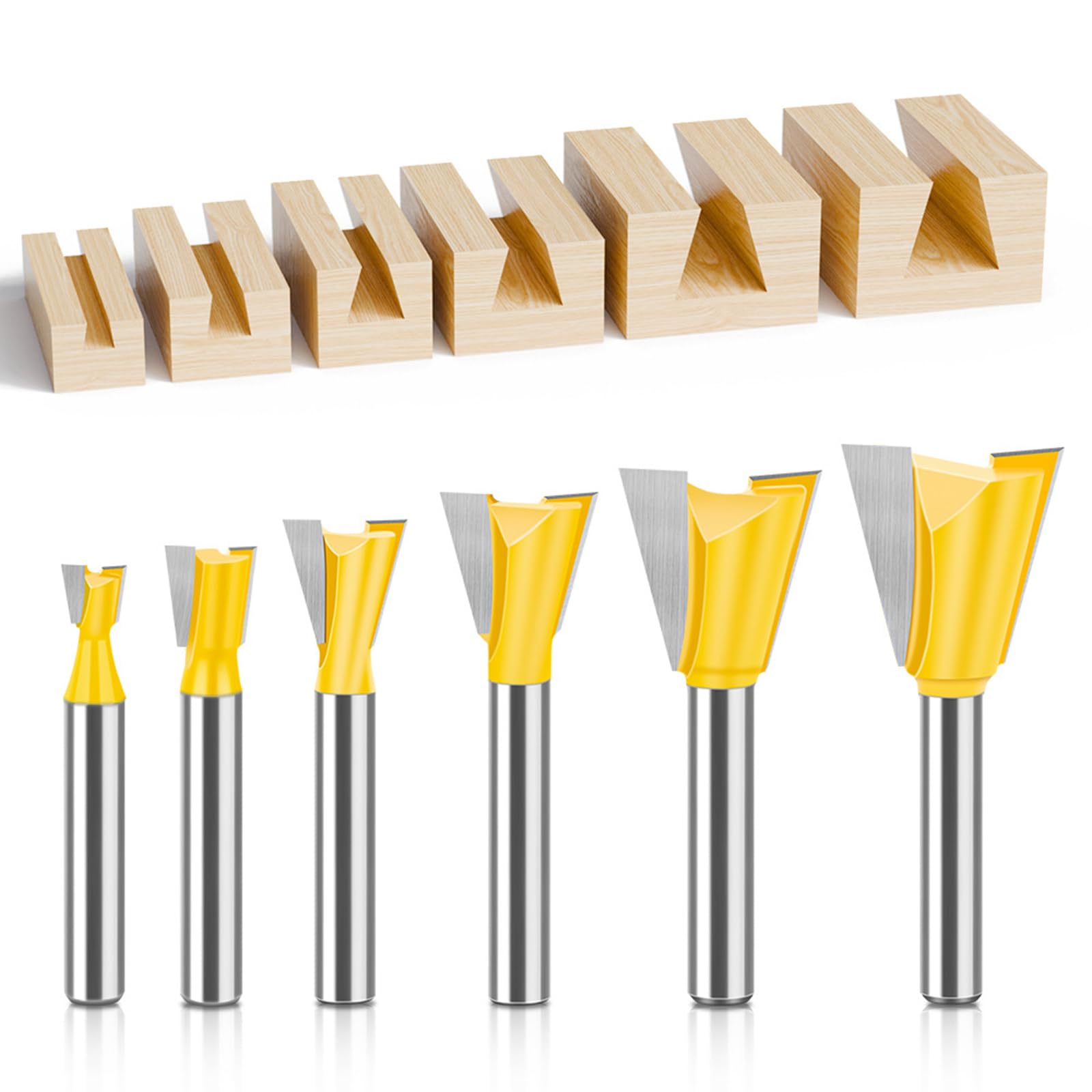 MACHSWON 6 PCS Straight Cut Router Bit Set Milling Cutter Cutting Dovetail Bit 1/4" Shank,1/4" 3/8" 1/2" 5/8" 3/4" 7/8" Cut Diameter Woodworking Cutting Trimming Cutter Double Flute Grooving Bits - Image 4