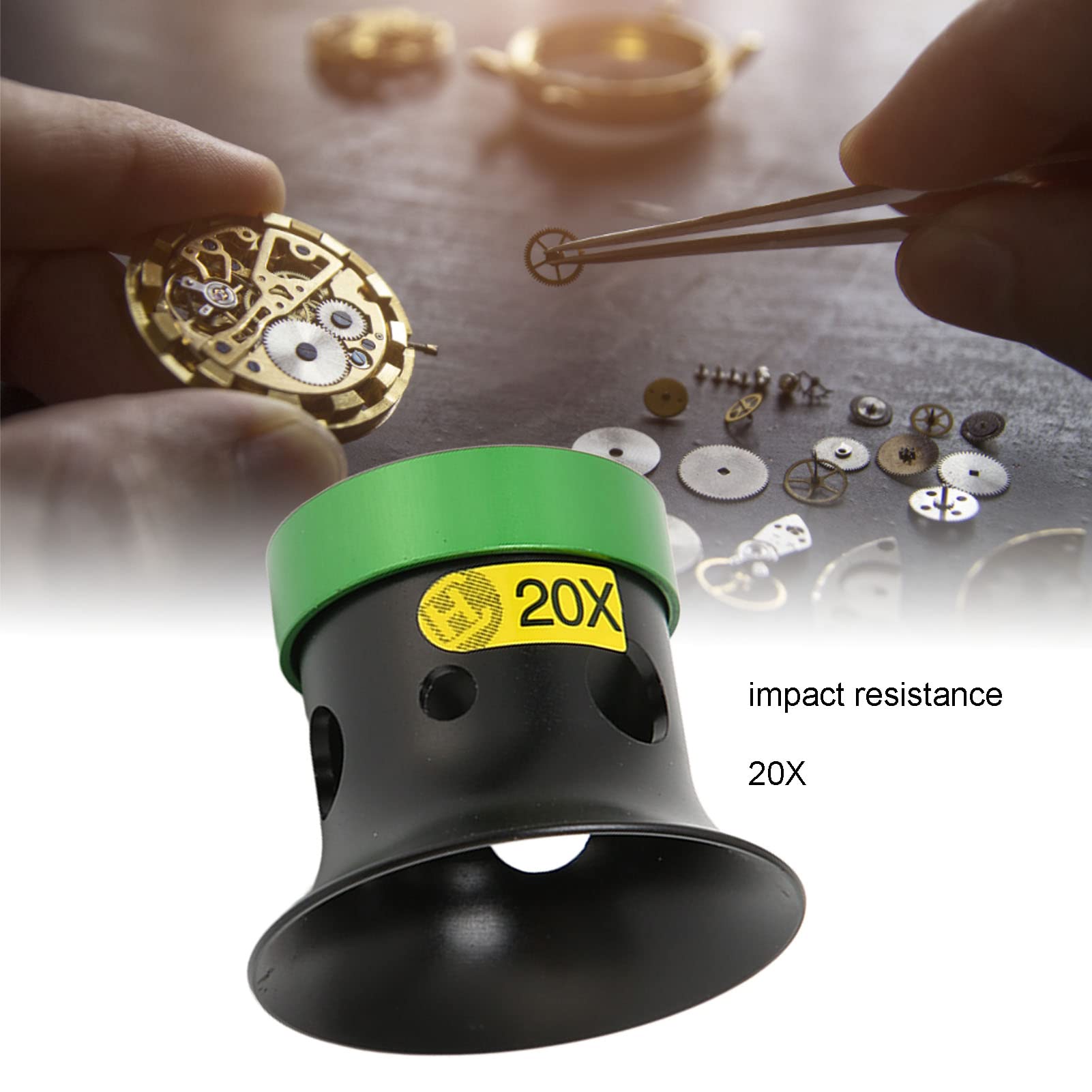 Jewelers Eye Loupe Magnifier, Eye Loupe, Watch Loupe, 20X Good Transparency High Hardness Magnifying Glass for Watch Jewelry Antiques