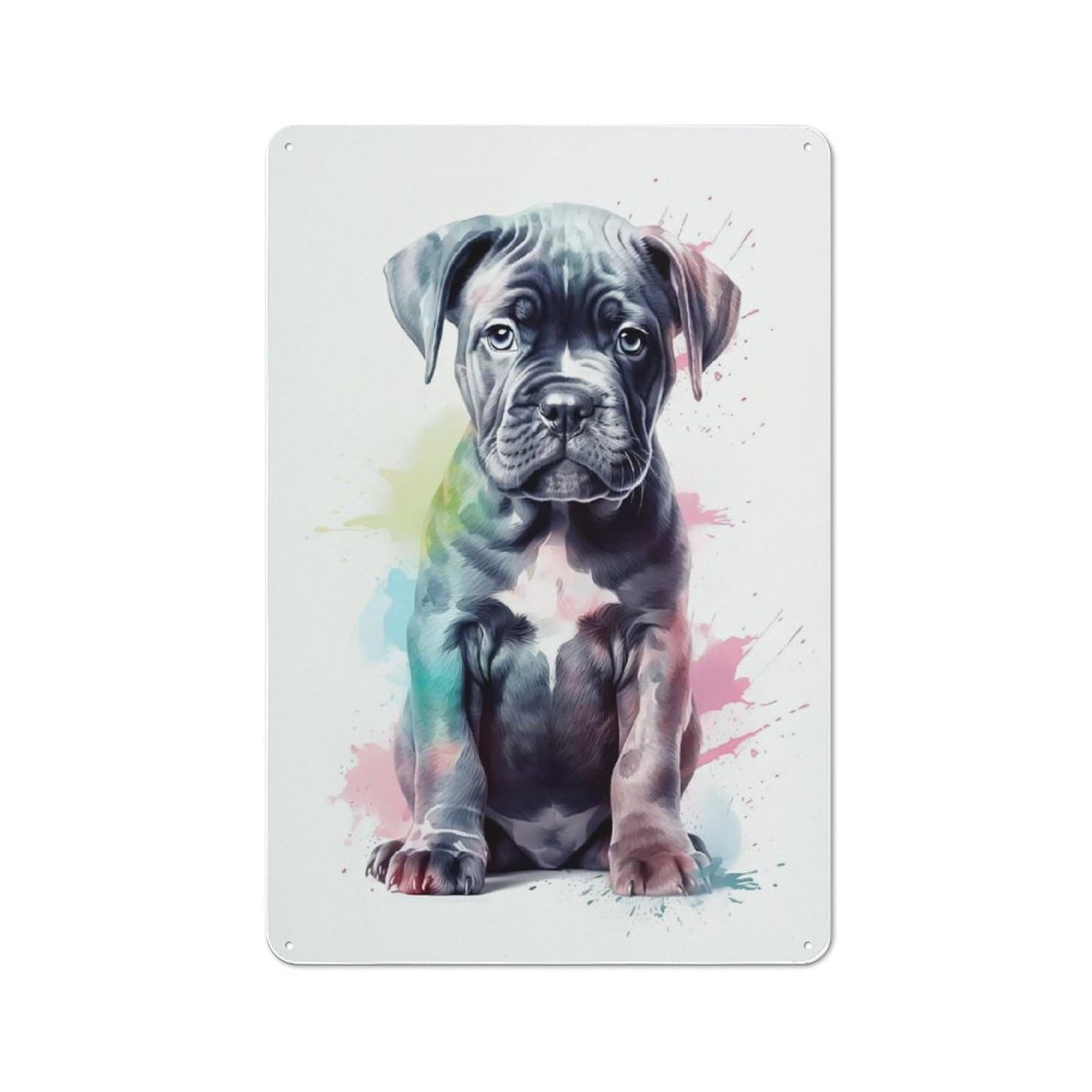 Junmoney Style-4 30X20cm Retro Tin Sign With Cute Baby Cane Corso Puppy For Living Room Or Hallway, A Decorative Metal Sign For Living Rooms And Hallways