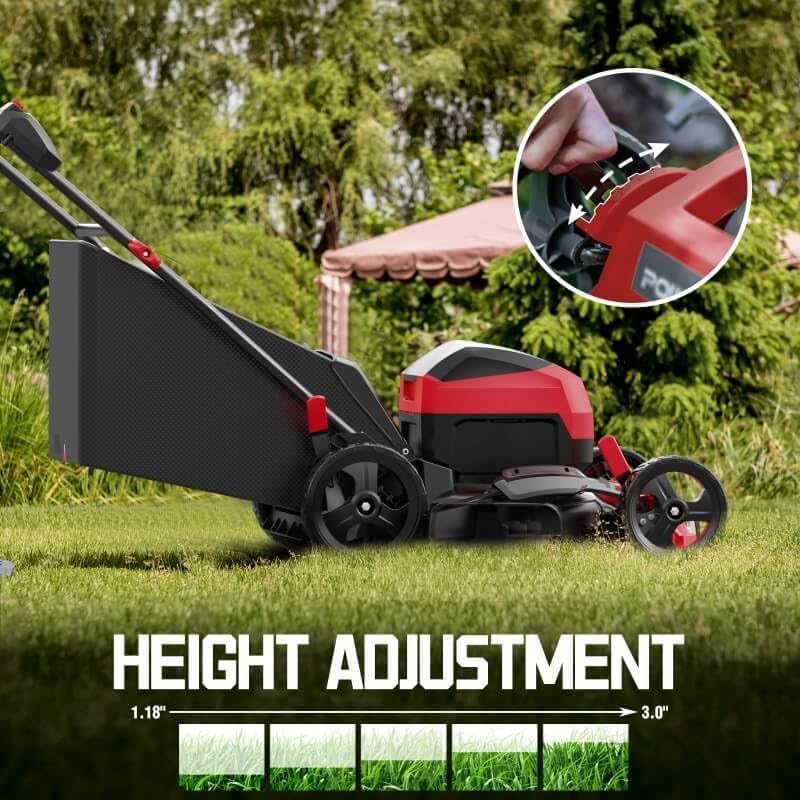 Image of 40V Cordless Electric Lawn Mower, 17 inch Brushless Push Lawn Mower with 4.0Ah Battery, 3-in-1 (Mulch /Bag /Side Discharge), 6 Height Positions & 46L Bag