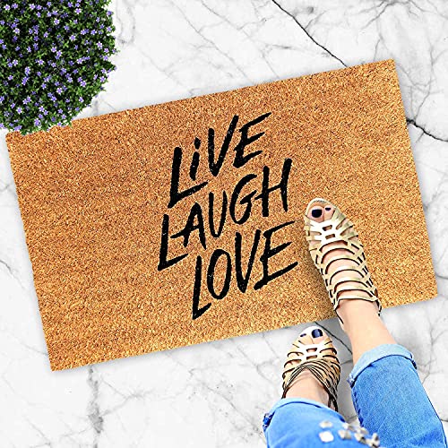 Image of Onlymat Natural Coir Art Printed Doormat - 29.25 inch x 17.55 inch, Black and Brown (TP 12412)