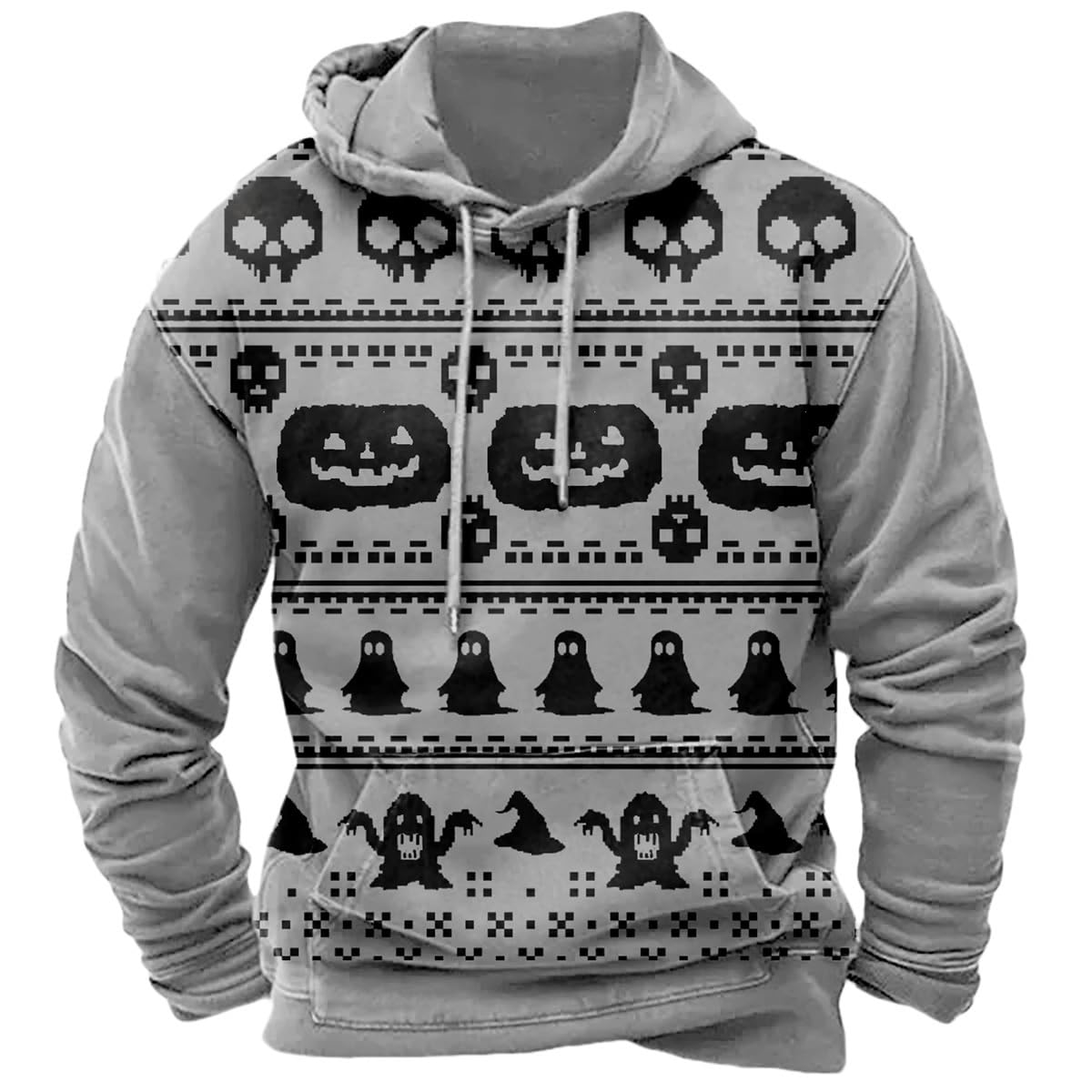 ZOCANIA Christmas Hoodie Men Long Sleeve Mens Graphic Hoodies Xmas Sweatshirts Plus Size Pullover Gifts with Pockets
