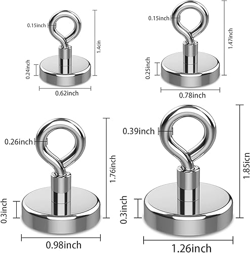 Miniatura 4 de KQWOMA Ganchos magnéticos para ojos, 12 ganchos magnéticos de neodimio fuertes para colgar, luces, herramientas, cocina, lugar de trabajo, oficina